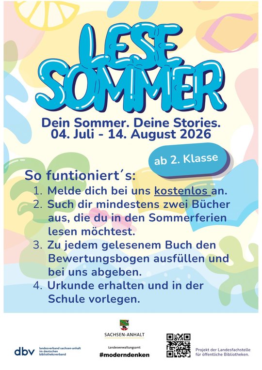 Titelbild: Lesesommer geht in Parey in die zweite Runde/ehrenamtlich geführte Bibliothek setzt erfolgreiches Leseförderprojekt fort
