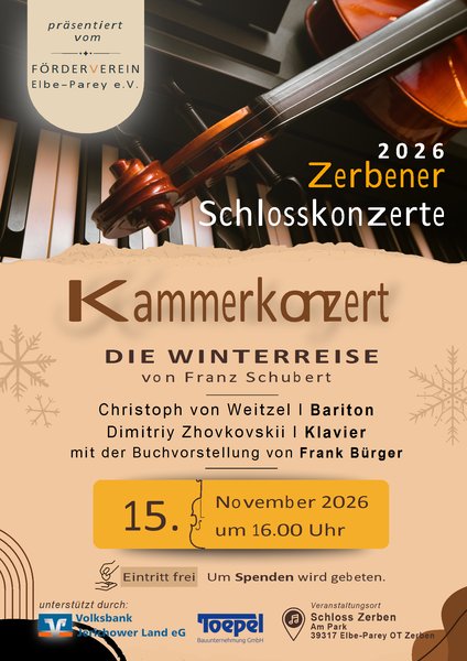 Titelbild zur Veranstaltung "Kammerkonzert "Die Winterreise" von Franz Schubert"